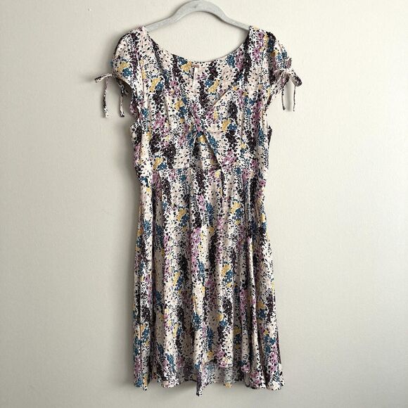 Free People Miss Right Ivory Pink Floral Mini Dress Size Small Cut Out - Picture 2 of 12